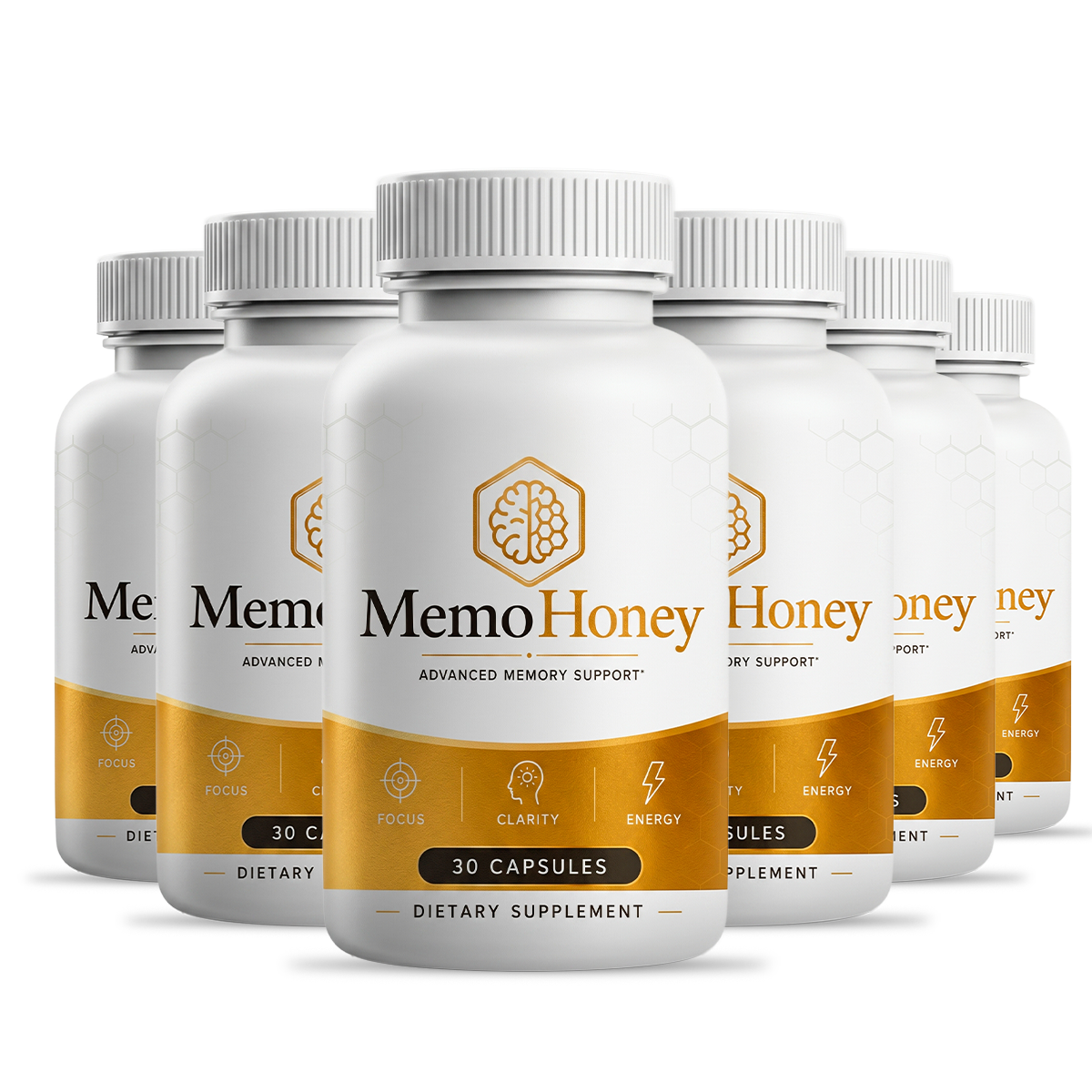 MemoHoney six-bottle package — 180 capsules of advanced memory support